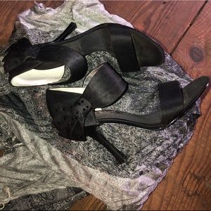 Nina Black Satin Heels